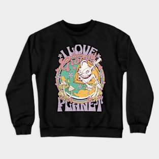 Earth Day Cottagecore Aesthetic Frogs The Groovy Planet Crewneck Sweatshirt